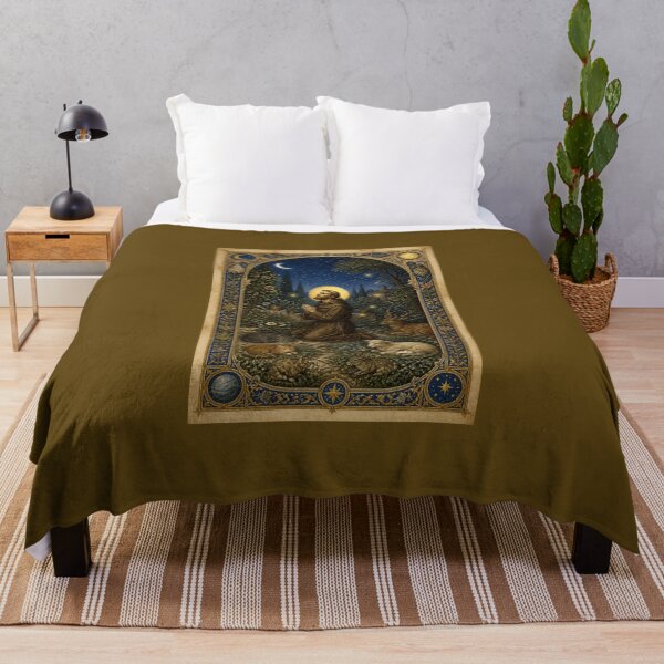 Item preview, Saint Francis of Assisi in Night Prayer | Celestial Illumination with Animals "Canticle of the Sun" designed and sold by Natalia-Vlad.