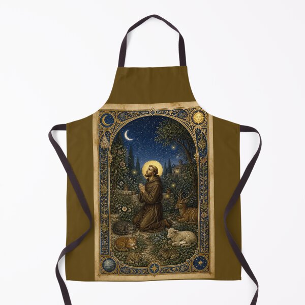 Item preview, Saint Francis of Assisi in Night Prayer | Celestial Illumination with Animals "Canticle of the Sun" designed and sold by Natalia-Vlad.