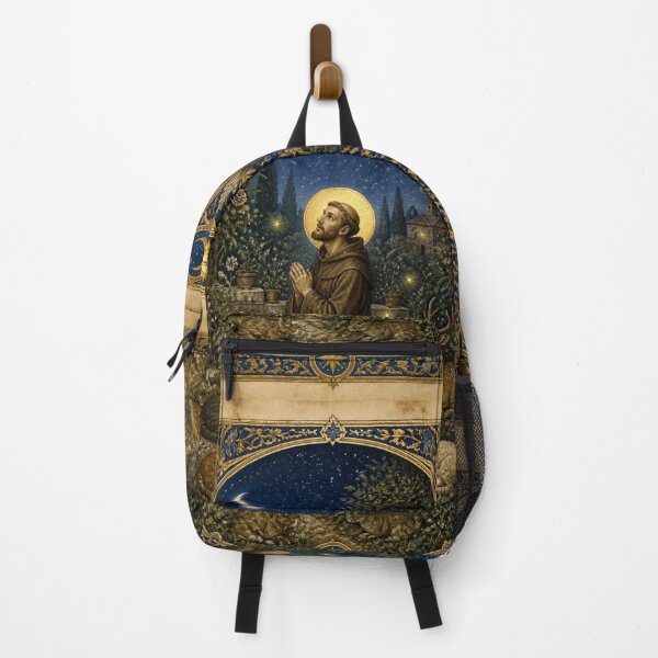 Item preview, Saint Francis of Assisi in Night Prayer | Celestial Illumination with Animals "Canticle of the Sun" designed and sold by Natalia-Vlad.