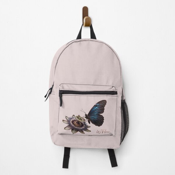 Item preview, Blue Morpho Butterfly on Passionflower designed and sold by GrzegorzTravels.