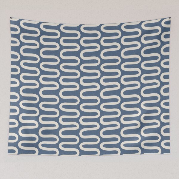 Item preview, Retro Organic Wave Lattice in Slate Blue designed and sold by Illustrated by Nat.