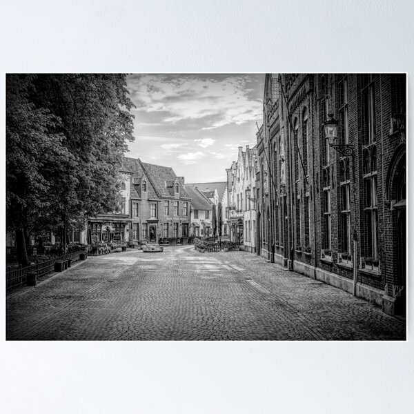 Item preview, Bruges, Belgium - Wijngaardplein Cityscape in Black and White designed and sold by jrtwynam.