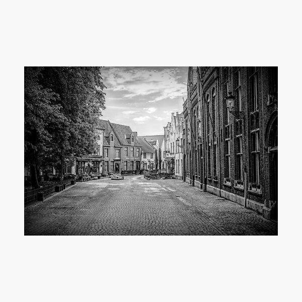 Item preview, Bruges, Belgium - Wijngaardplein Cityscape in Black and White designed and sold by jrtwynam.