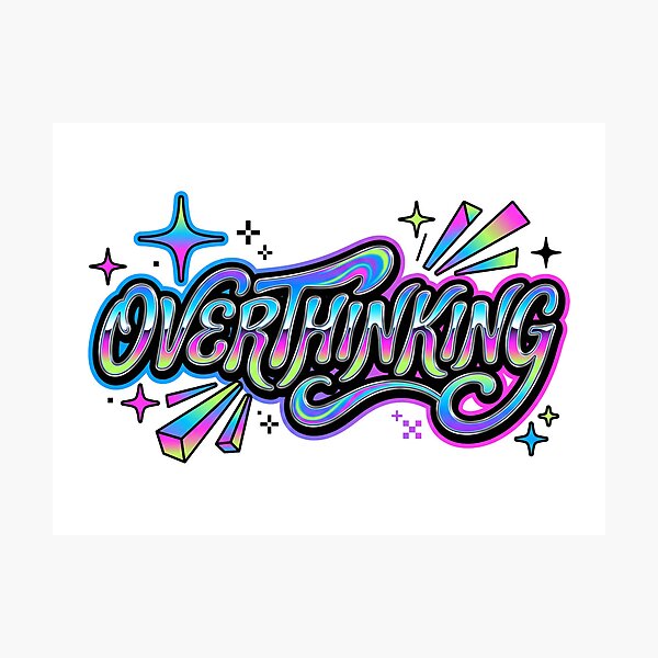 Item preview, Overthinking Chrome Typography Y2K Retro Gradient Text designed and sold by AestheticTrd.