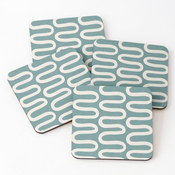 Item preview, Retro Organic Wave Lattice in Nordic Teal designed and sold by Illustrated by Nat.