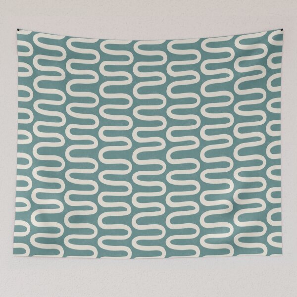 Item preview, Retro Organic Wave Lattice in Nordic Teal designed and sold by Illustrated by Nat.