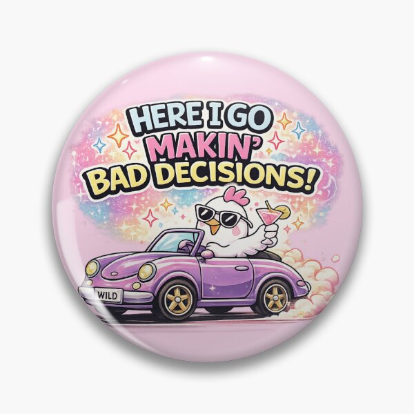 Item preview, Here I Go Makin' Bad Decisions | Funny Chicken Driving Purple Convertible Cartoon T-Shirt Design designed and sold by designbyuzi.