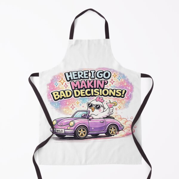 Item preview, Here I Go Makin' Bad Decisions | Funny Chicken Driving Purple Convertible Cartoon T-Shirt Design designed and sold by designbyuzi.