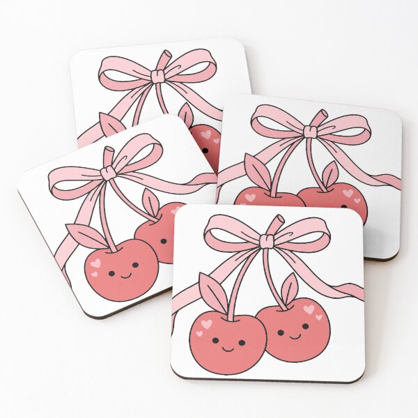 Item preview, Cute Coquette Cherries Pink Bow Kawaii Aesthetic designed and sold by AestheticTrd.