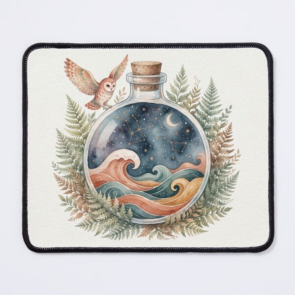 Item preview, Cosmic Ocean Spherical Bottle Watercolor Art designed and sold by TheMinimalFrame.