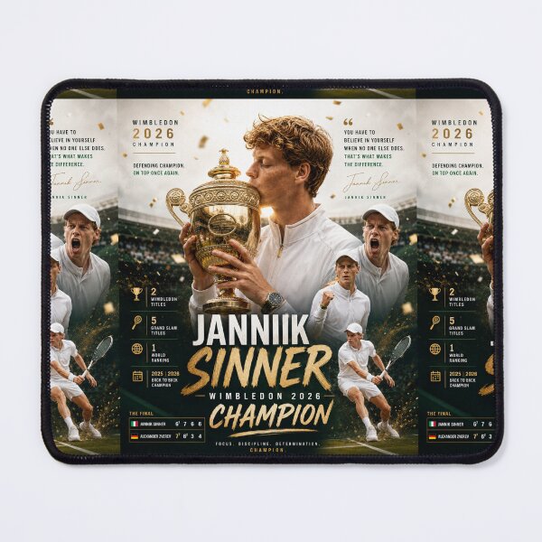 Item preview, Jannik Sinner Wimbledon Champion 2026 designed and sold by Malakiacount.