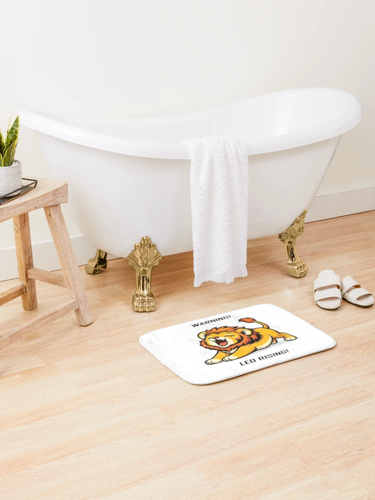 Thumbnail 2 of 6, Bath Mat, Warning! Leo Rising! designed and sold by Remake Design Lab.