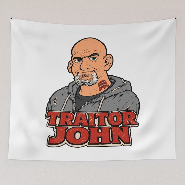 Item preview, Traitor John Fetterman GOP Neck Tattoo Political Satire Caricature designed and sold by EthosWear.