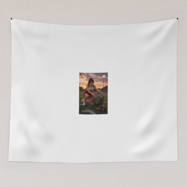 Item preview, Cheerleader holding gygax d20 at sunset designed and sold by CathryneDelamort.