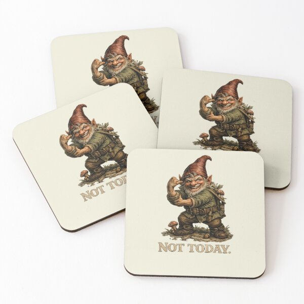 Item preview, Funny Forest Gnome "Not Today." – Defiant Fantasy Vintage Illustration designed and sold by Alpine-Ink.