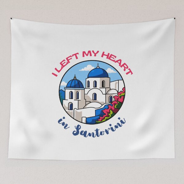 Item preview, I Left My Heart in Santorini - Poetic Blue Domes & Aegean Sunshine Vibe Design designed and sold by S-and-W-4ever.