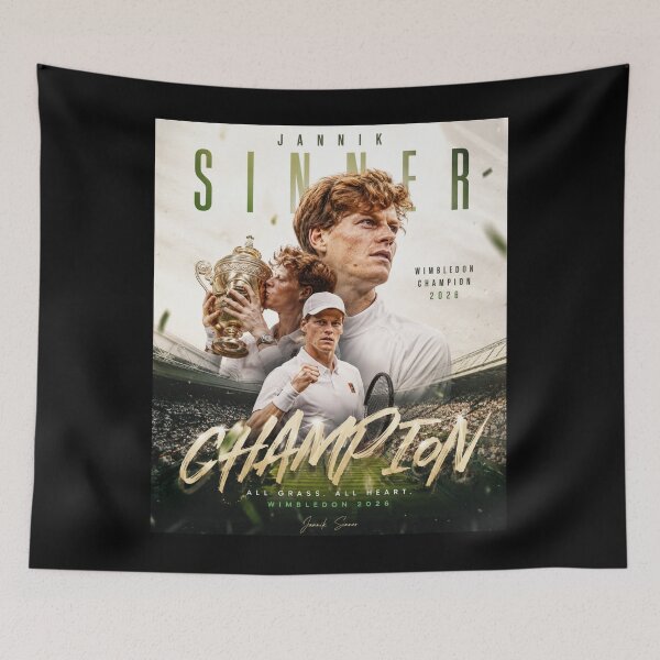 Item preview, Jannik Sinner Wimbledon Champion 2026 designed and sold by Malakiacount.