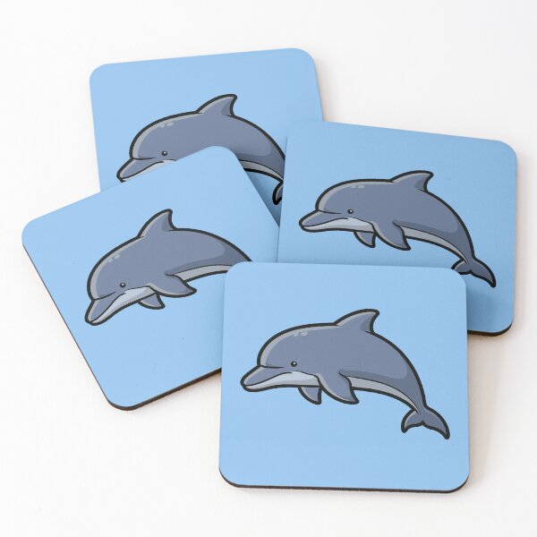 Item preview, Cute Blue Dolphin Swimming Cartoon Kawaii Ocean Art designed and sold by SolutionsArt.