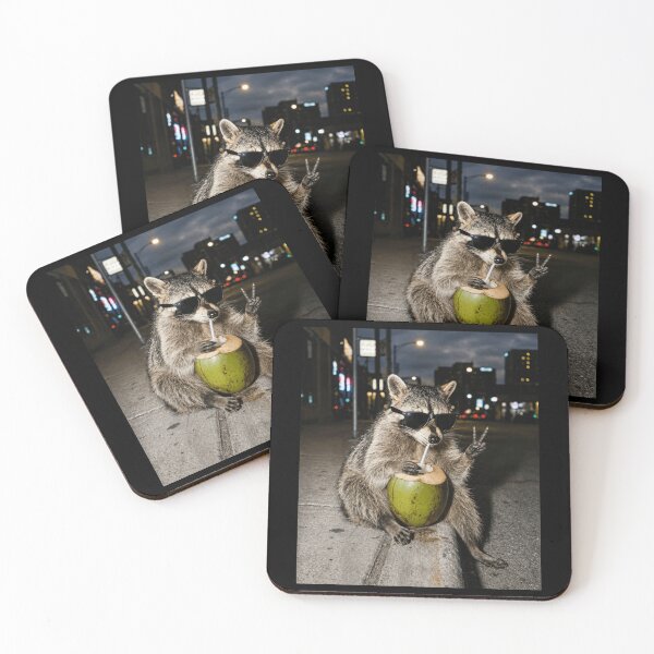 Item preview, Funny Raccoon Eating A Coconut Meme designed and sold by 76Valeria.