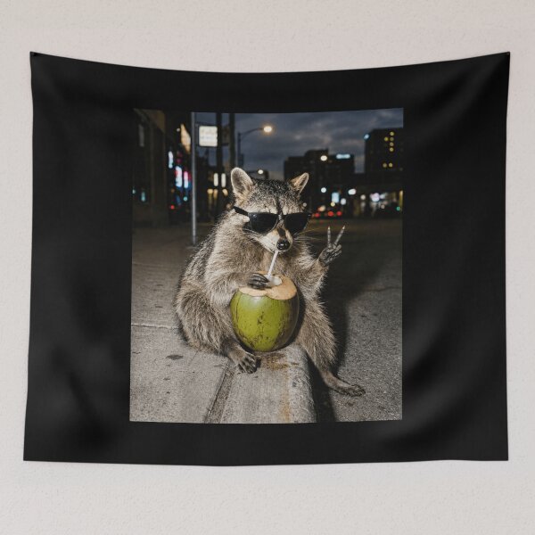 Item preview, Funny Raccoon Eating A Coconut Meme designed and sold by 76Valeria.