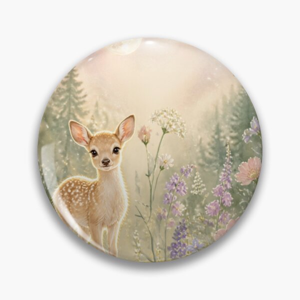Artikelvorschau, Cute Baby Deer in Enchanted Forest – Whimsical Floral Fantasy Art Woodland Fawn Illustration entworfen und verkauft von DervoTeck2767.