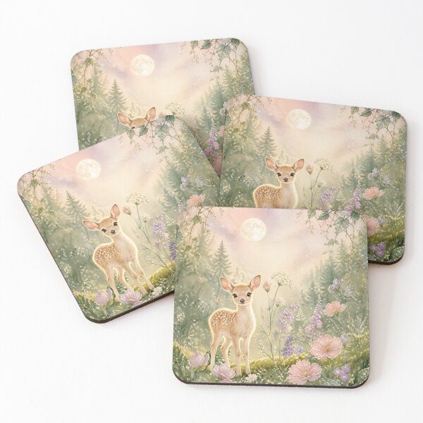 Item preview, Cute Baby Deer in Enchanted Forest – Whimsical Floral Fantasy Art Woodland Fawn Illustration designed and sold by DervoTeck2767.