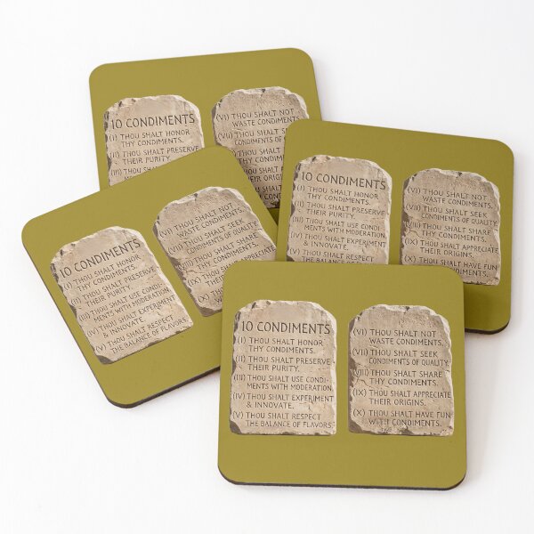 Item preview, The 10 Condiments - Sarcastic Stone Tablets of Flavor - Funny Kitchen Art Print designed and sold by Trevor Cutler.
