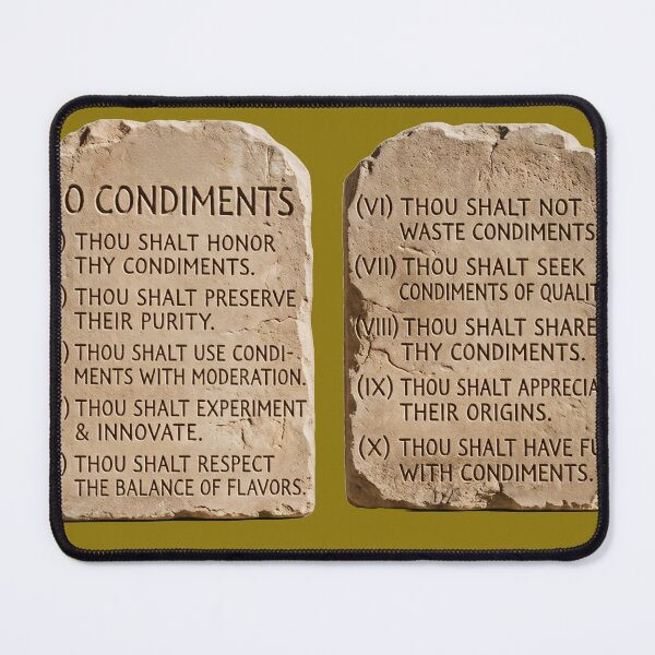 Item preview, The 10 Condiments - Sarcastic Stone Tablets of Flavor - Funny Kitchen Art Print designed and sold by Trevor Cutler.