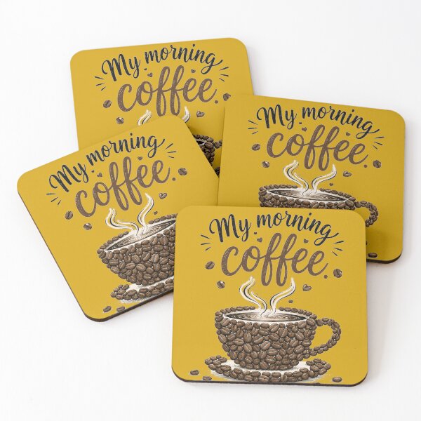 Item preview, My Morning Coffee Bean Art Vintage Style Cup and Beans designed and sold by Evelashop.