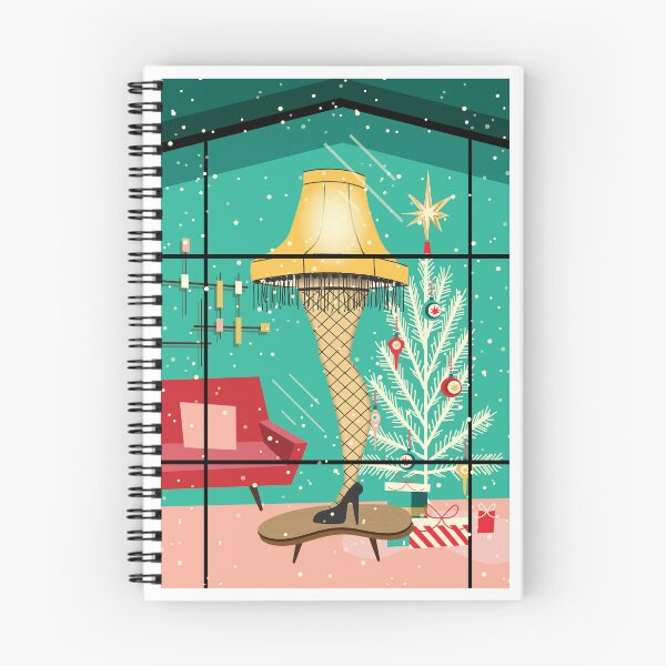 Item preview, Christmas MCM Mid Century modern style Leg Lamp in window with Christmas Lights and snowy scene designed and sold by Jdawnink.