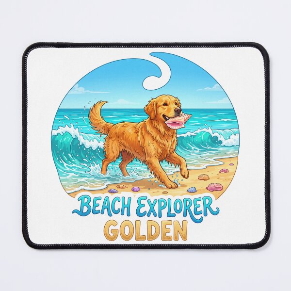 Item preview, Golden Retriever Dog Beach Explorer designed and sold by zoughlal.