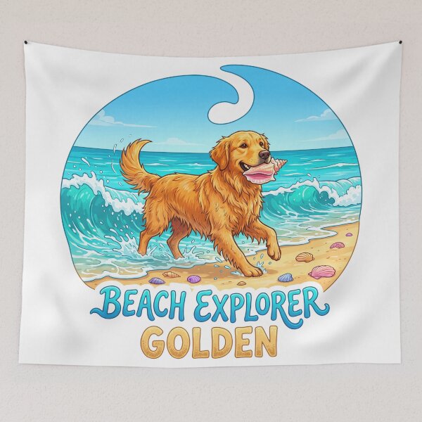 Item preview, Golden Retriever Dog Beach Explorer designed and sold by zoughlal.
