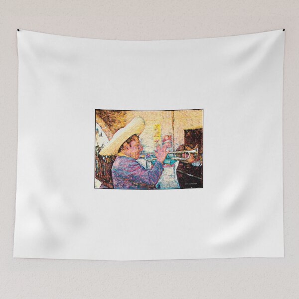 Item preview, Mexico City, Mexico, August, 1960, Street Musician, Trumpet Player, Digital Illustration designed and sold by AMacGPhilly.