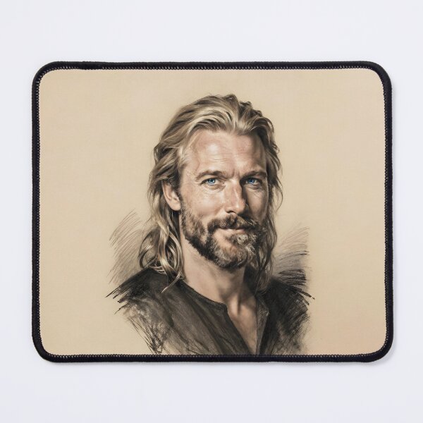 Item preview, Charcoal and Pastel Portrait of a Nordic Man 3 designed and sold by Lucia Amaris Art.