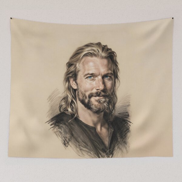 Item preview, Charcoal and Pastel Portrait of a Nordic Man 3 designed and sold by Lucia Amaris Art.