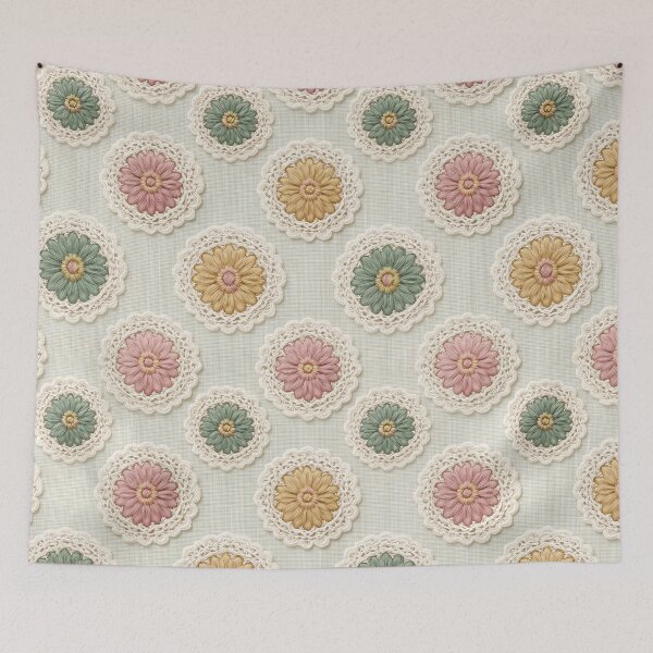 Item preview, Vintage Lace Medallions — Embroidered Floral Pattern designed and sold by SweetManar.