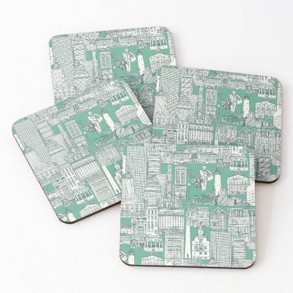 Item preview, Boston toile dark teal peppermint green designed and sold by scrummy.