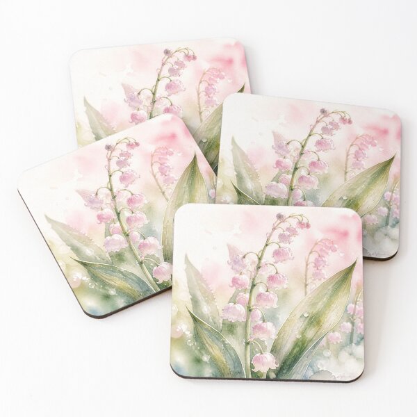 Item preview, Lily of the Valley Pink Watercolor - May Day Lucky Flower, Delicate Botanical Illustration designed and sold by Natalia-Vlad.