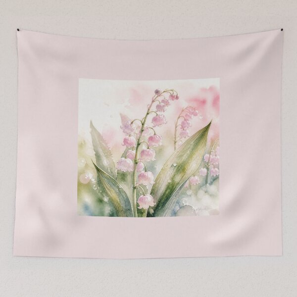 Item preview, Lily of the Valley Pink Watercolor - May Day Lucky Flower, Delicate Botanical Illustration designed and sold by Natalia-Vlad.