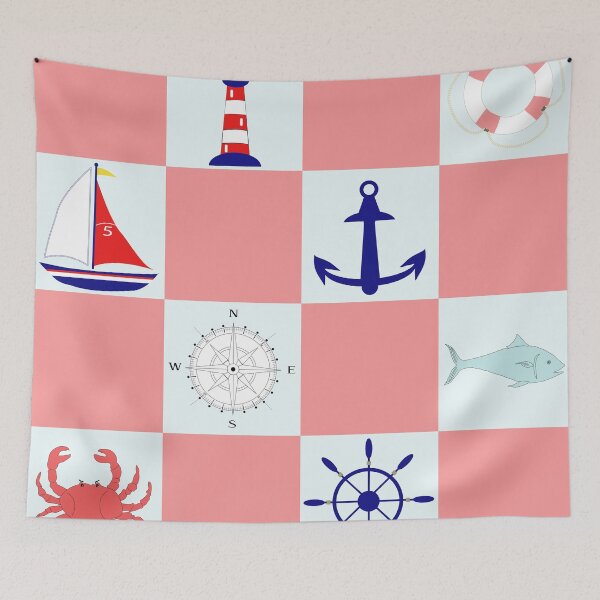 Item preview, Nautical Chess Pattern designed and sold by metcalfedesigns.