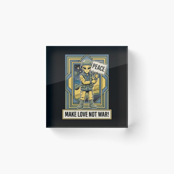 Item preview, Make Love Not War Alien Peace Protest Retro Graphic designed and sold by DuckOddity.