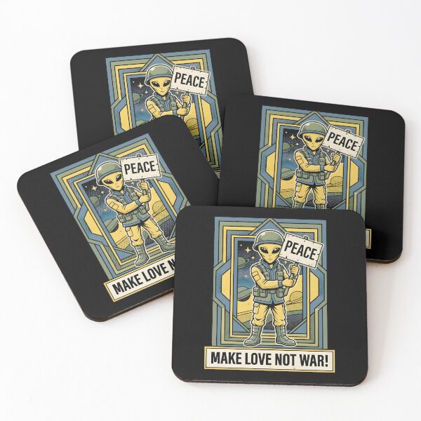 Item preview, Make Love Not War Alien Peace Protest Retro Graphic designed and sold by DuckOddity.