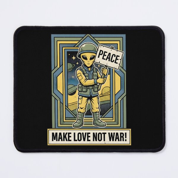 Item preview, Make Love Not War Alien Peace Protest Retro Graphic designed and sold by DuckOddity.