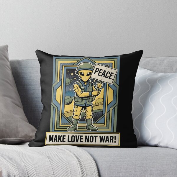 Item preview, Make Love Not War Alien Peace Protest Retro Graphic designed and sold by DuckOddity.