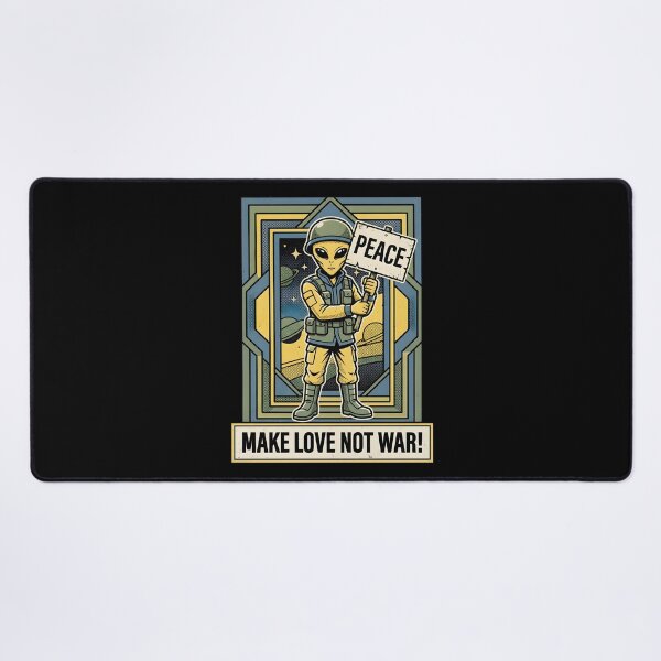 Item preview, Make Love Not War Alien Peace Protest Retro Graphic designed and sold by DuckOddity.