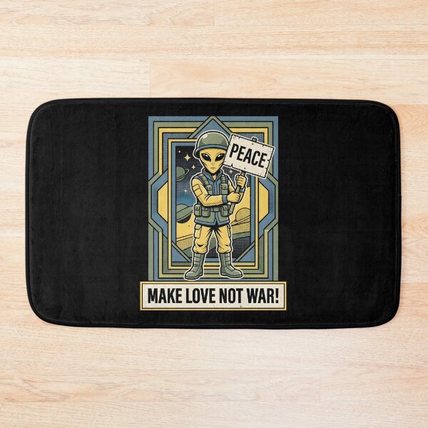 Item preview, Make Love Not War Alien Peace Protest Retro Graphic designed and sold by DuckOddity.