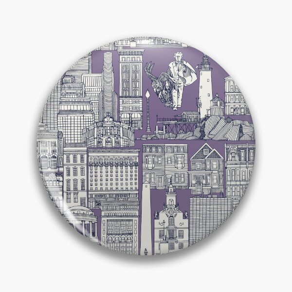 Item preview, Boston toile navy blue violet designed and sold by scrummy.