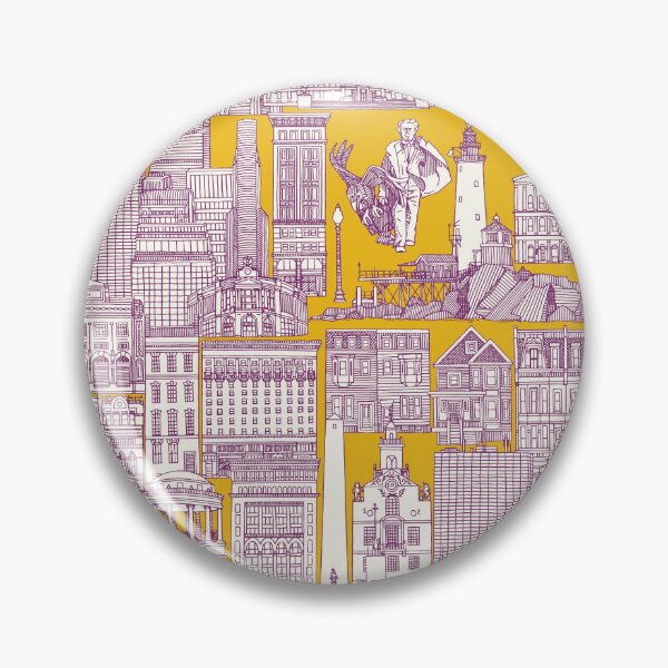 Item preview, Boston toile purple yellow designed and sold by scrummy.