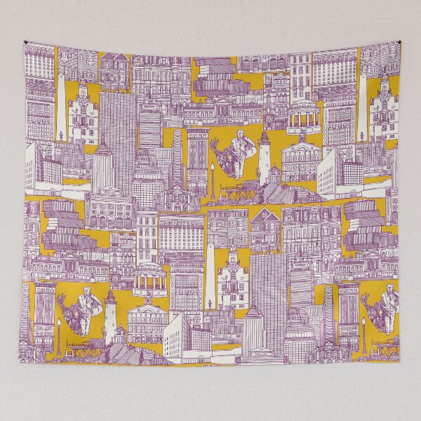 Item preview, Boston toile purple yellow designed and sold by scrummy.