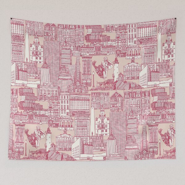 Item preview, Boston toile viva magenta peach dust designed and sold by scrummy.